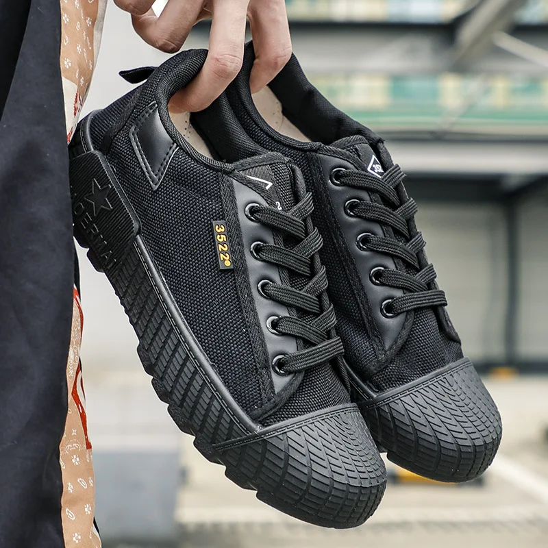 2025 New Men Canvas Shoes Wear-resistant Outdoor Men's Sneakers LaceUp Walking Shoes for Men Climbing Work Tactical Sport Shoes