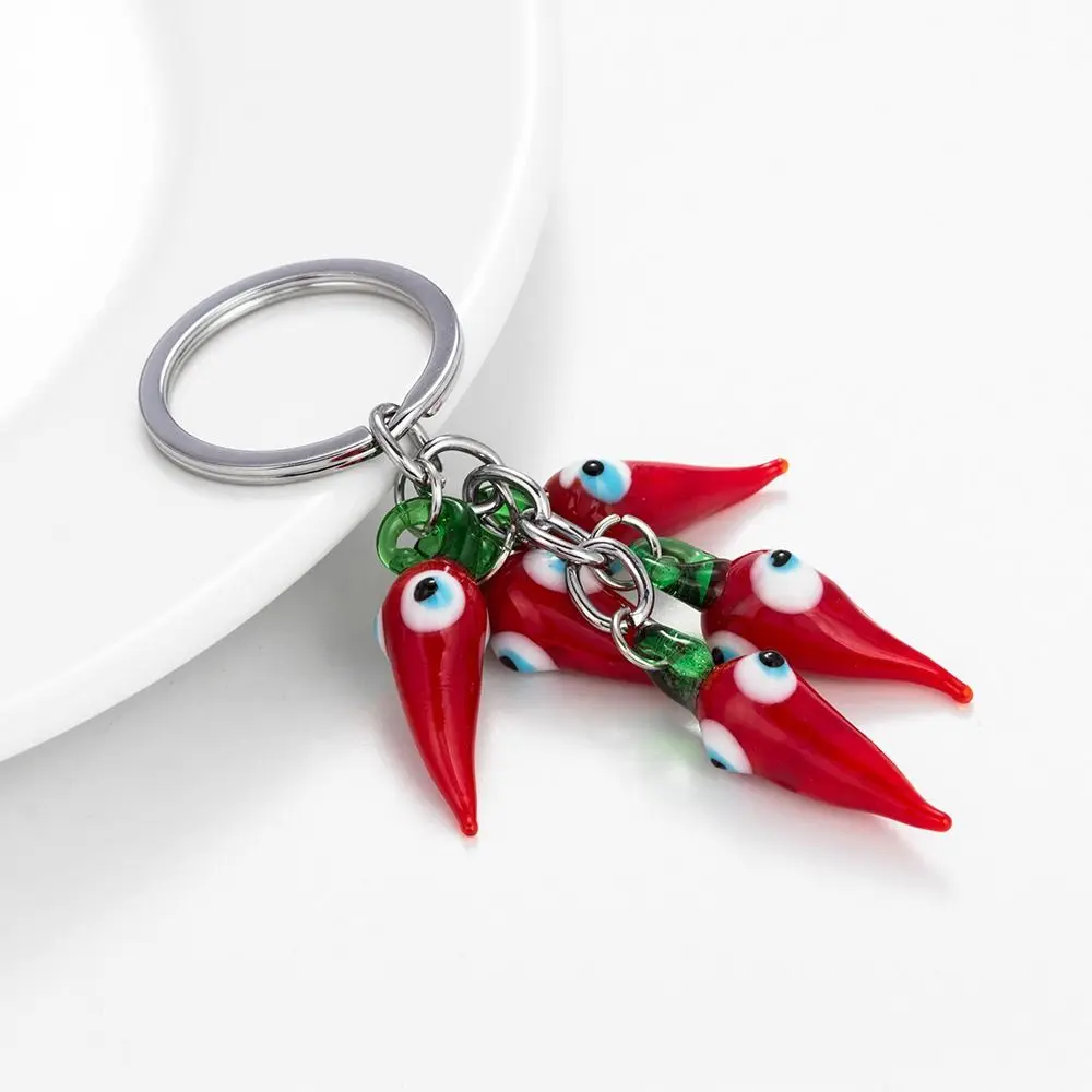 Evil Eye Lucky Eye Red Chilli keychain Red Chilli Fashion Evil Eye keychain Cartoon Durable Car Key Chain Jewelry Gifts