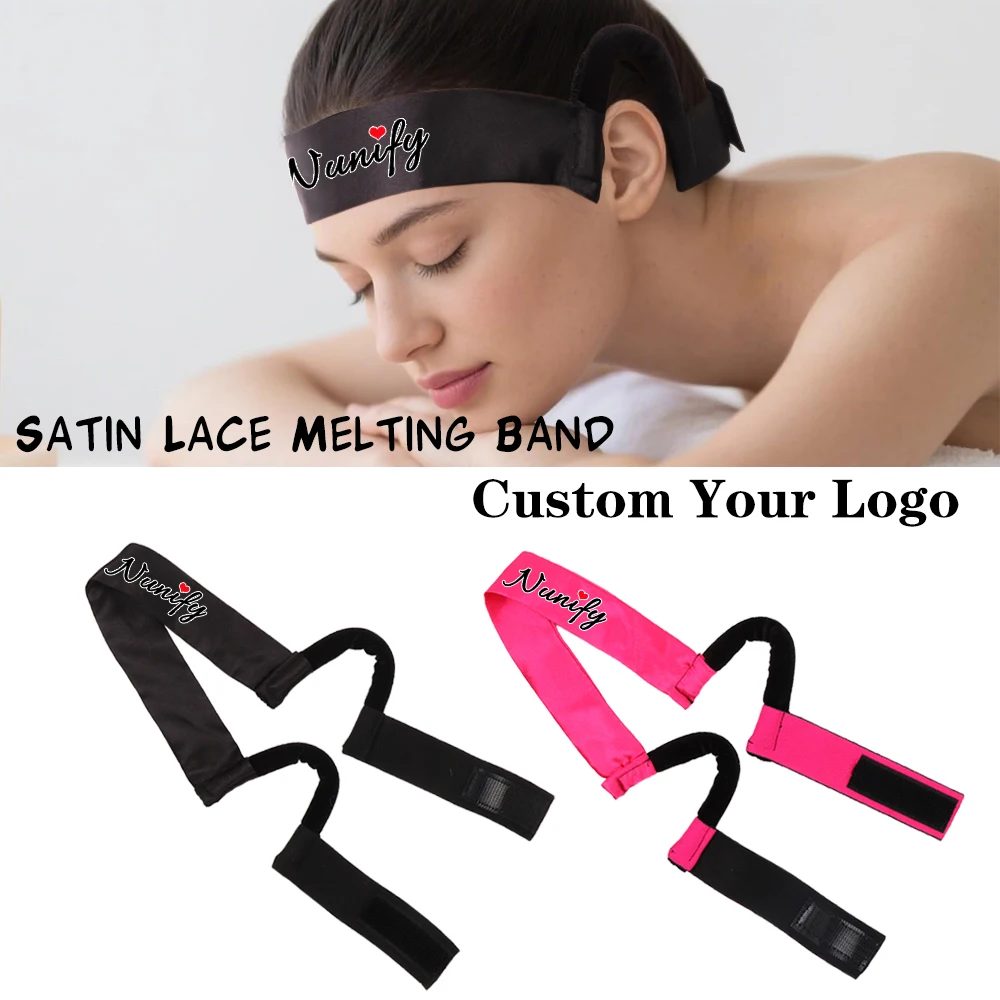 Faixa elástica de cetim macio personalizada, faixa de derretimento de renda, proteção de ouvido, faixa indolor ajustável para controle de borda de peruca frontal de renda