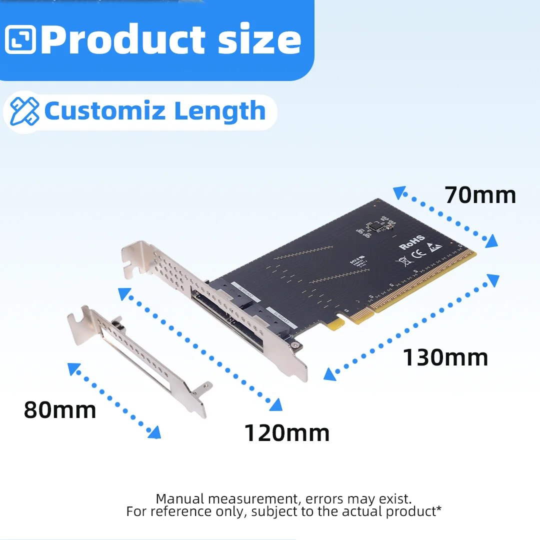ADT-Link PCIe 4.0 X16 To SlimSAS SFF-8654 8i Adapter Card Dual Ports 3.0 Compatible NVMe SSD Expansion Riser for Desktop Server