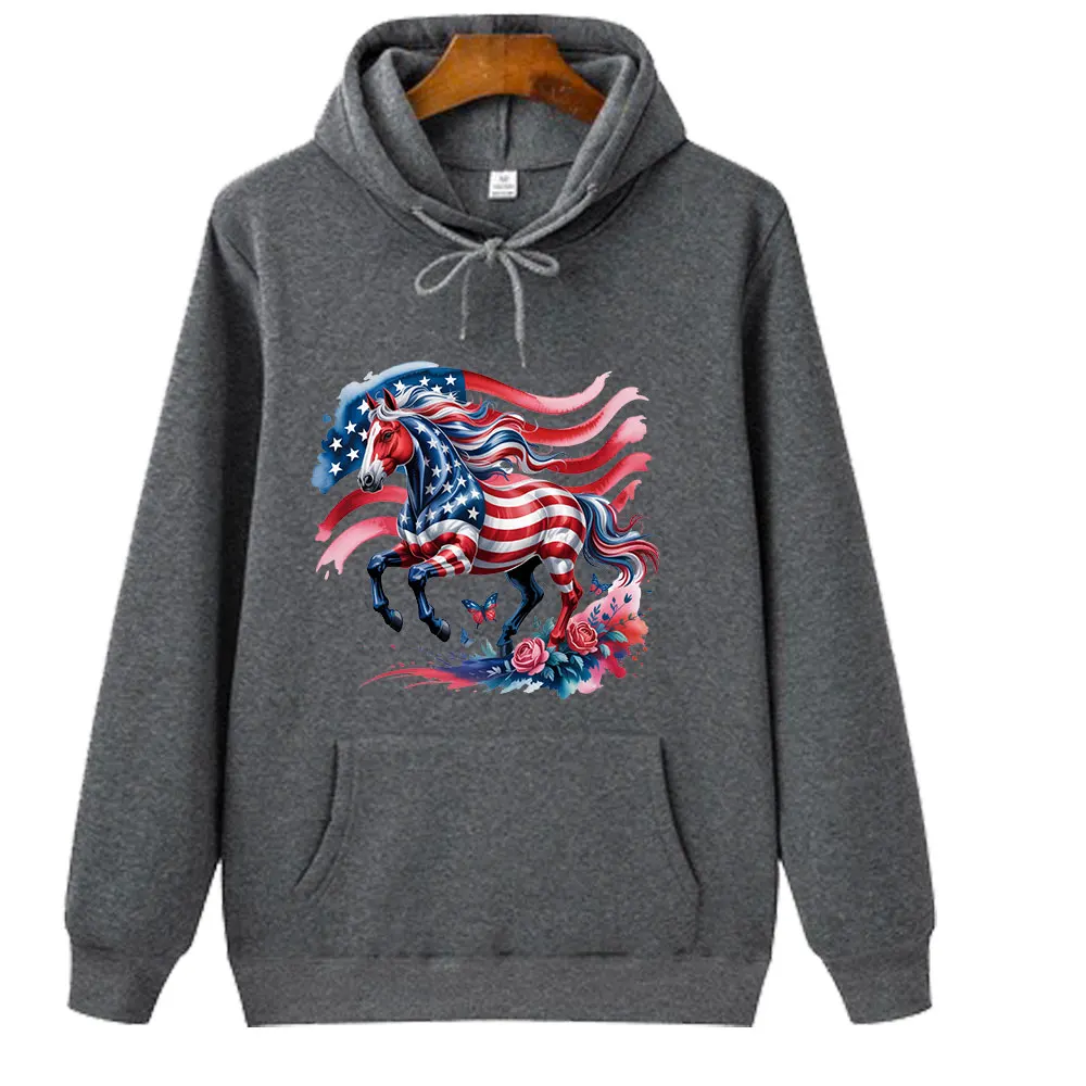 USA Flag Horse Embroidery Patch Iron On Patriotic Clothing Heat Transfer Washable T Shirt Heat Painting Iron On Transfer - Detail 1