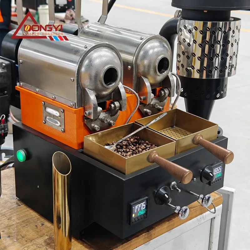Airo DONGYI  Small Sample Coffee Roaster 100g 200g Per Batch Two Drums Coffee Roaster for Coffee Bean Cupping Test view 3