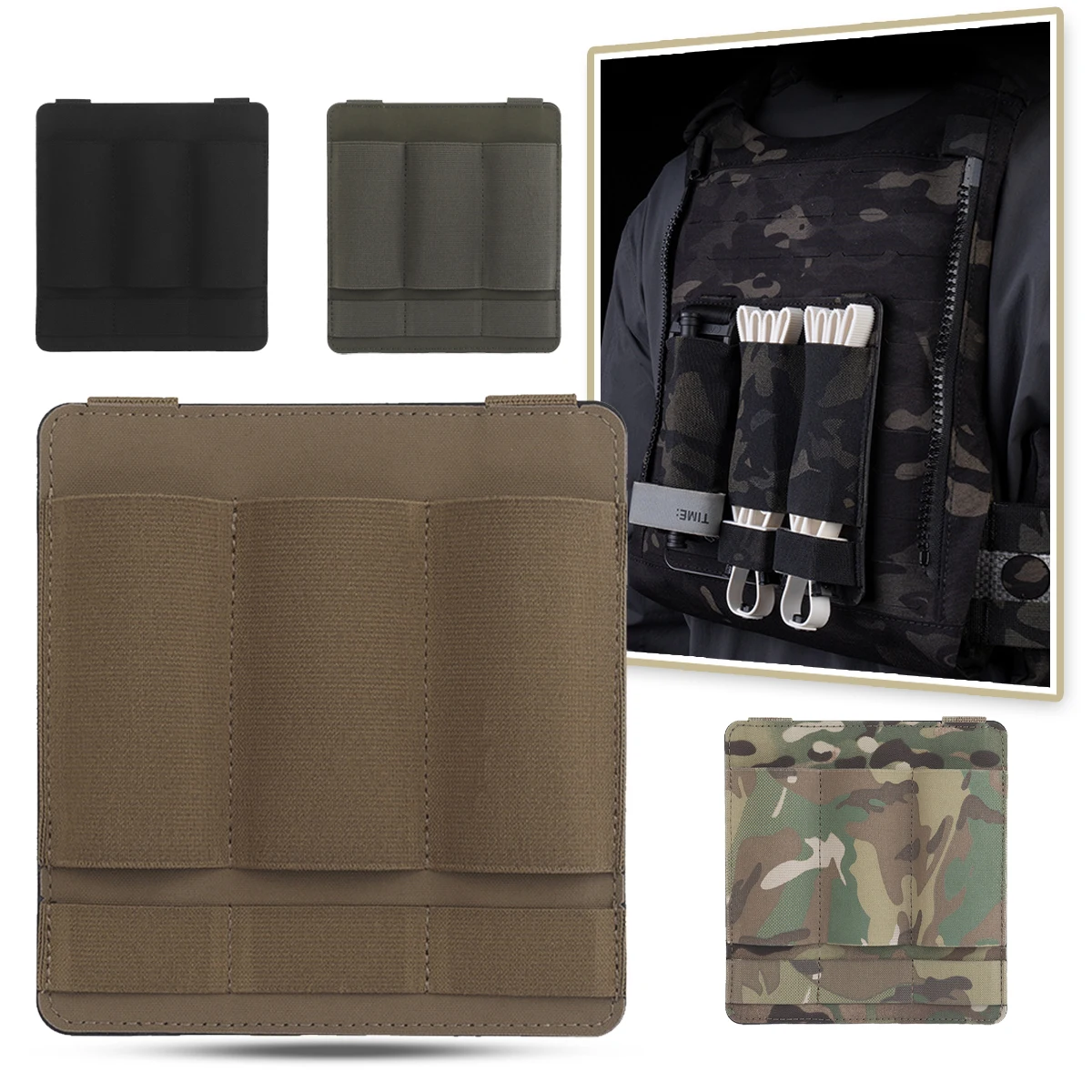 

AQzxdc Tactical Flex Cuff Retainer (FCR) Ferro Style Molle Airsoft Gear Hunting Plate Vest Expansion Panel Backplate Accessories