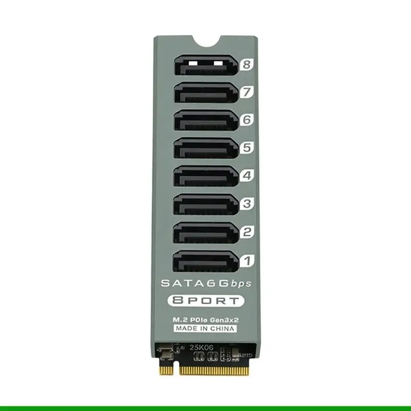 U55C 8 Port M.2 PCIe SATA3 6Gbps Expansion Card For Fast Speed Data Transfer And Multiple Hard Drives Connection