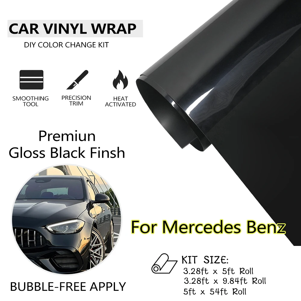 

Премиальная глянцевая черная виниловая пленка для оклейки автомобилей Mercedes-Benz AMG GT G63 E53 GLE GLC GLS G-класса W205 W213 W223 V167