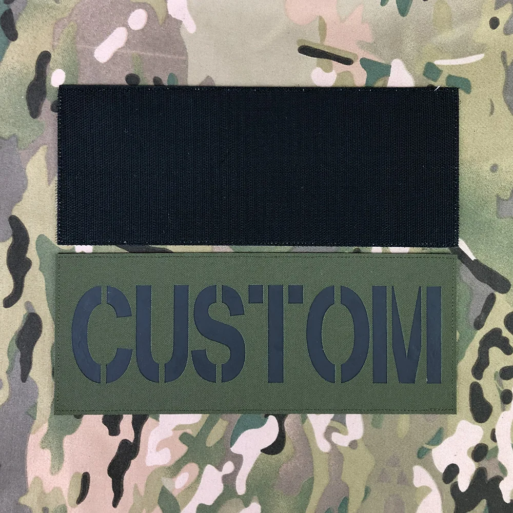 Custom Laser Cut IR IFF Infrared Reflection Back Patch, Name Tapes, Gray Letters, Morale Tactics, Military Airsoft, 25cm