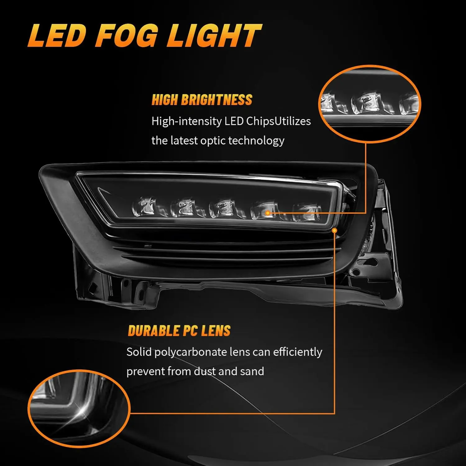 LED Fog Lights For Honda Accord 4-door Sedan 2013 2014 2015 Front Driving Fog Lamp Assembly Replacement with Wiring Harness