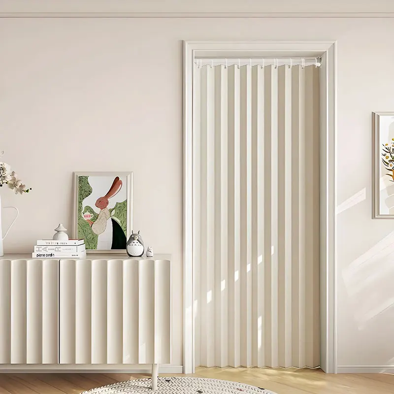No Drill Semi Transparent Door Curtain Privacy Screen with Hooks for Studio Apartment Dorm Bedroom Easy Install Semi Shade