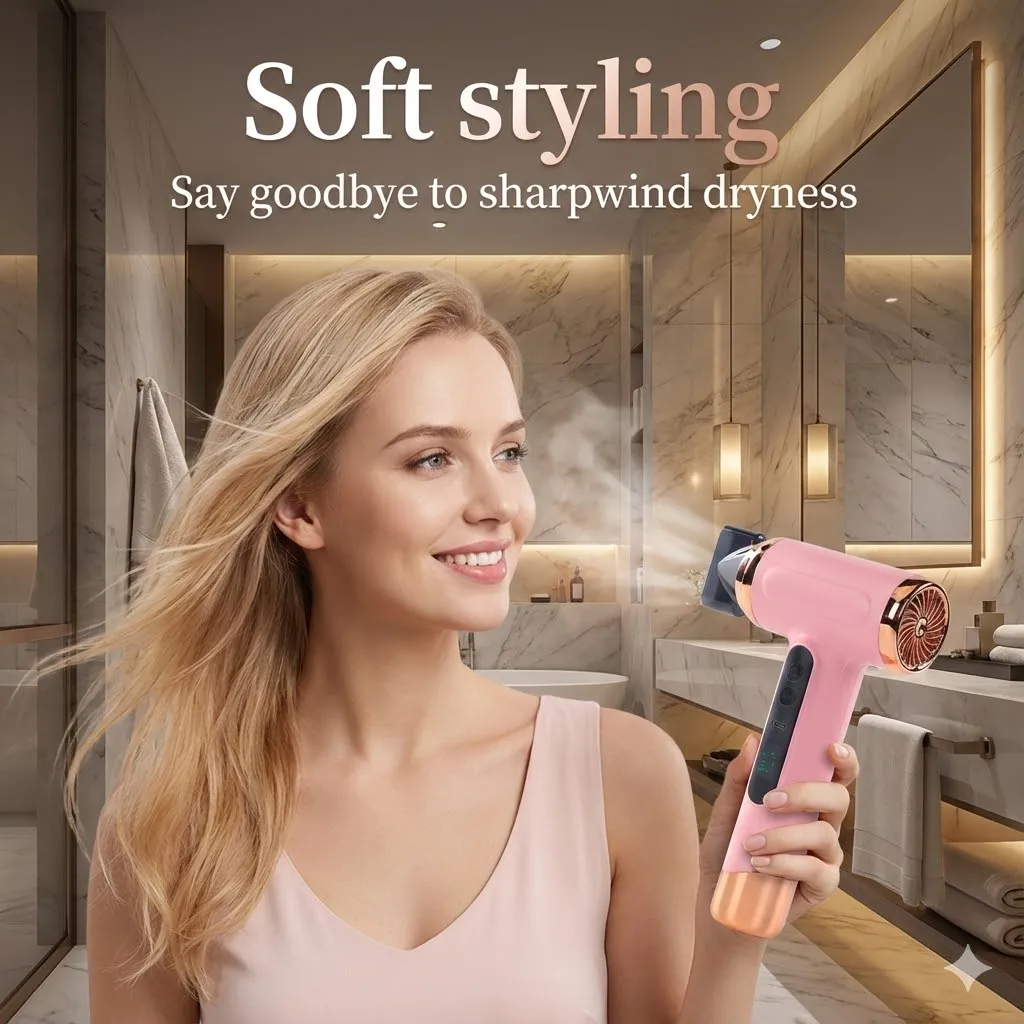 

Wireless Hair Dryer with Digital Display,3 Heat & Wind Settings,Overheat Protection,Portable for Travel & Dorm