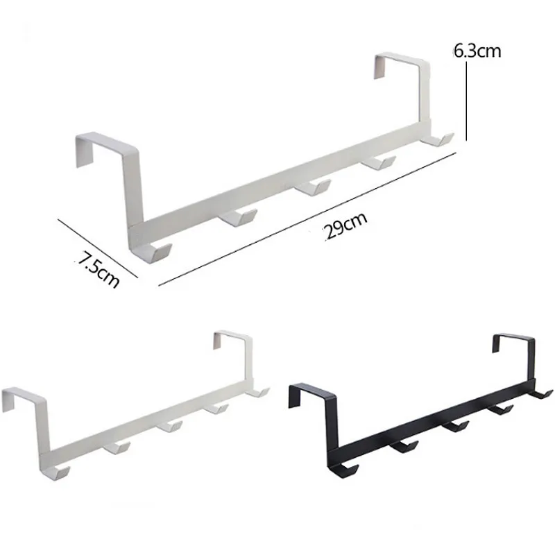 NEW Over-The-Door Hook Rack Metal Hanger Hanging Coat Hat Towel Bag Organization Storage Holder White And Black