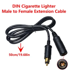 50cm 10A 18AWG European Hella Din Cigarette Lighter Male to Female Extension Cable 12V 24V Motorcycle Charger Outlet Adapter
