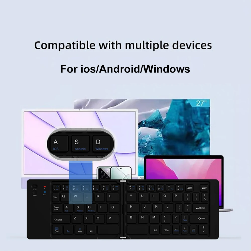 Keyboard Lipat Mini Keyboard Bluetooth Keyboard Isi Ulang Keyboard Nirkabel Bisu Keyboard Portabel untuk Windows Android IOS