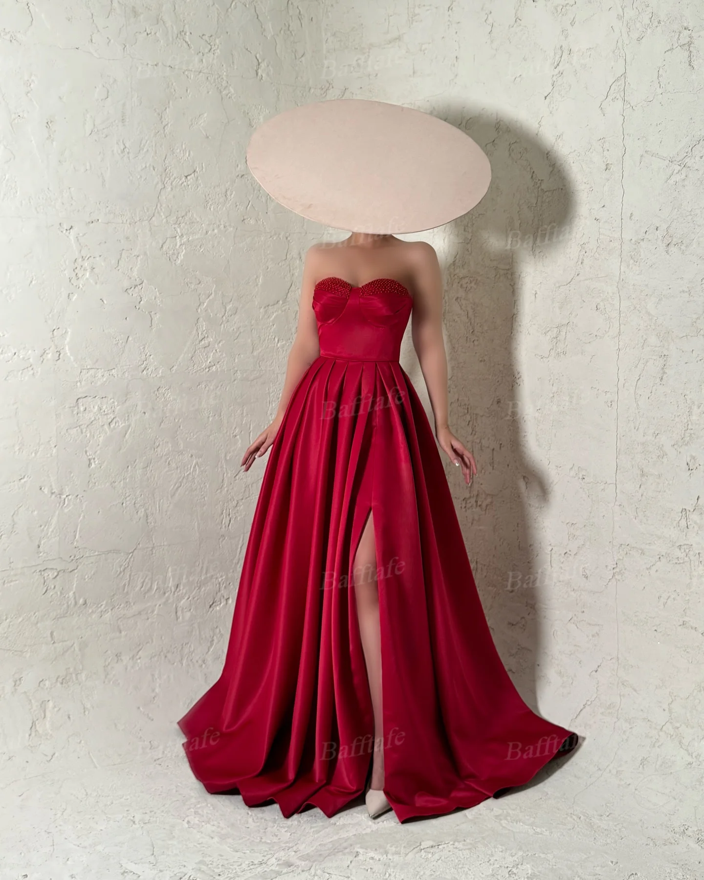 Bafftafe une ligne robes de soirée en Satin perles personnalisées chérie femmes formelle fête robe de bal fente Corset robes de demoiselle d'honneur