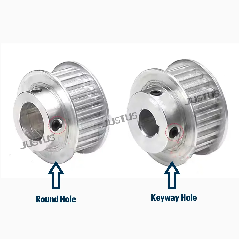 Puleggia dentata T10 16T 18T 20T 22T 24T Foro da 8 mm a 30 mm Passo dei denti 10 mm Larghezza slot 27 mm Per cinghia sincrona T10 da 25 mm Tipo BF