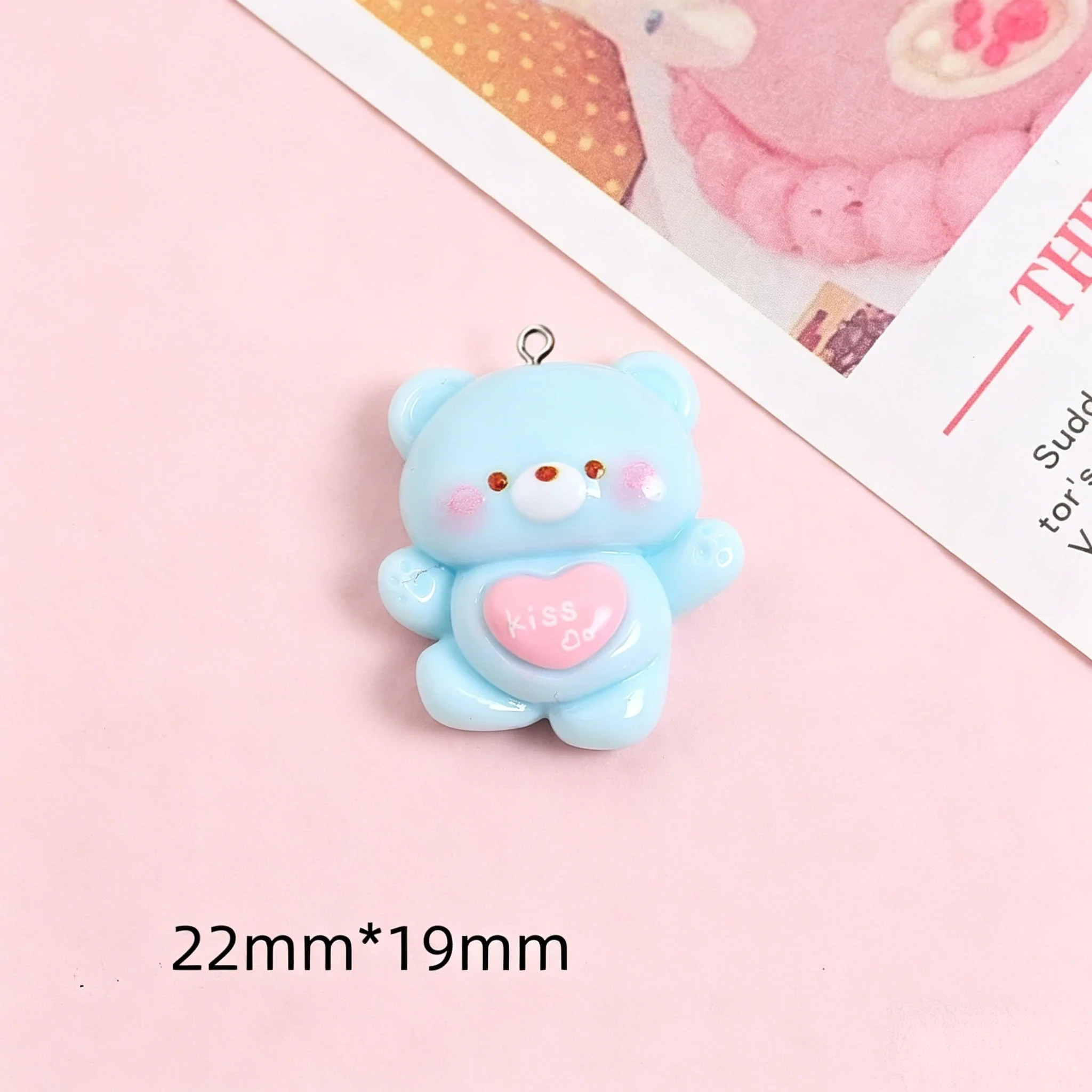 10Pcs Lovely Mixed Animal Charms, Resin Bear Rabbit Pendants for Earrings, Keychain & Crafts