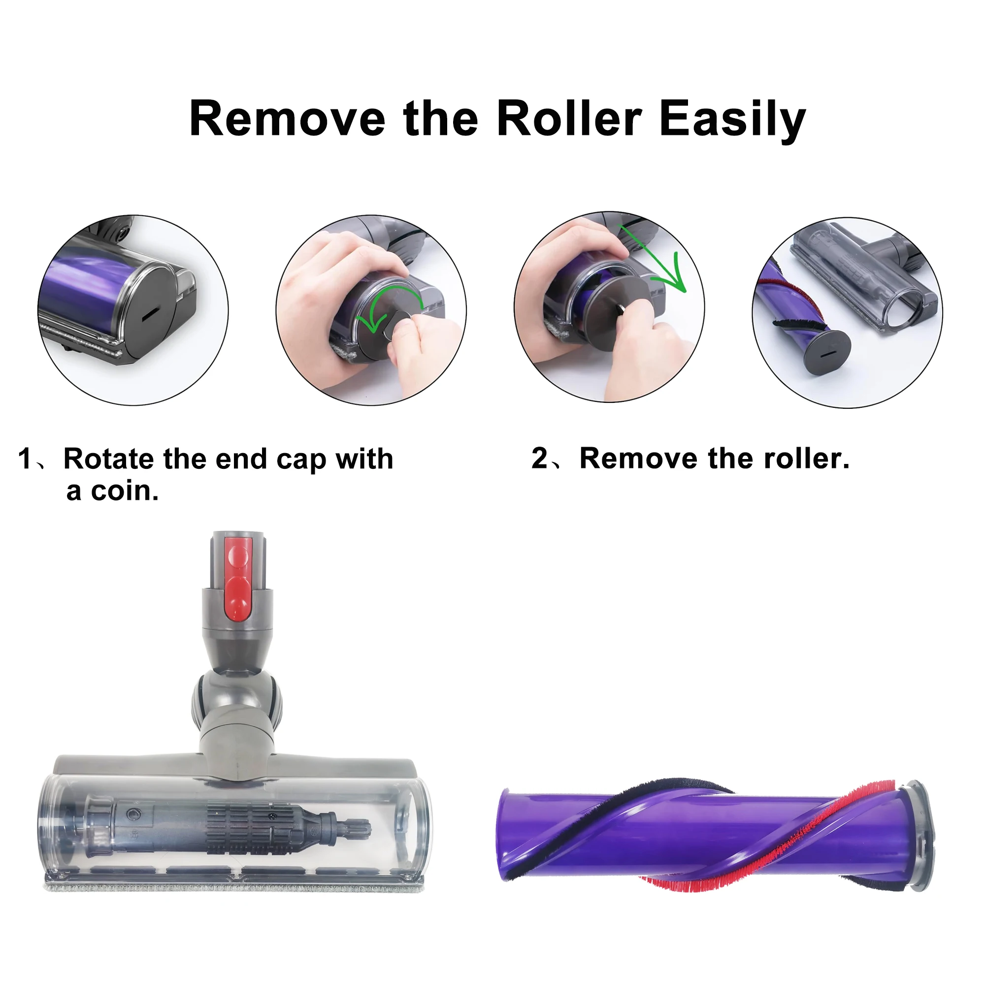 رأس مكنسة كهربائية سريعة التحرير، متوافقة مع Dys0n V15 V7 V8 V10 V11 نماذج مطلة للحيوانات المكنسة الكهربائية لرفق سجاد الأرضيات الصلبة