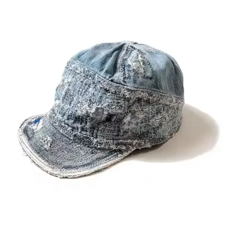 

Kapital old man and sea casual erosion denim retro visor flat curved brim hat Hirata Kazuhiro