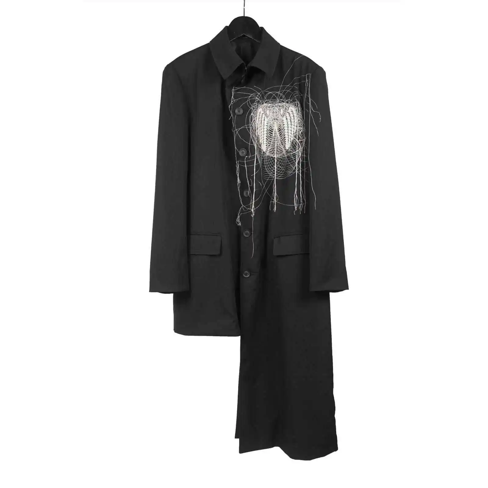 

TOP-YAMAMOTO длинное шерстяное пальто оригинального дизайна с тем же свободным силуэтом для мужчин и женщин