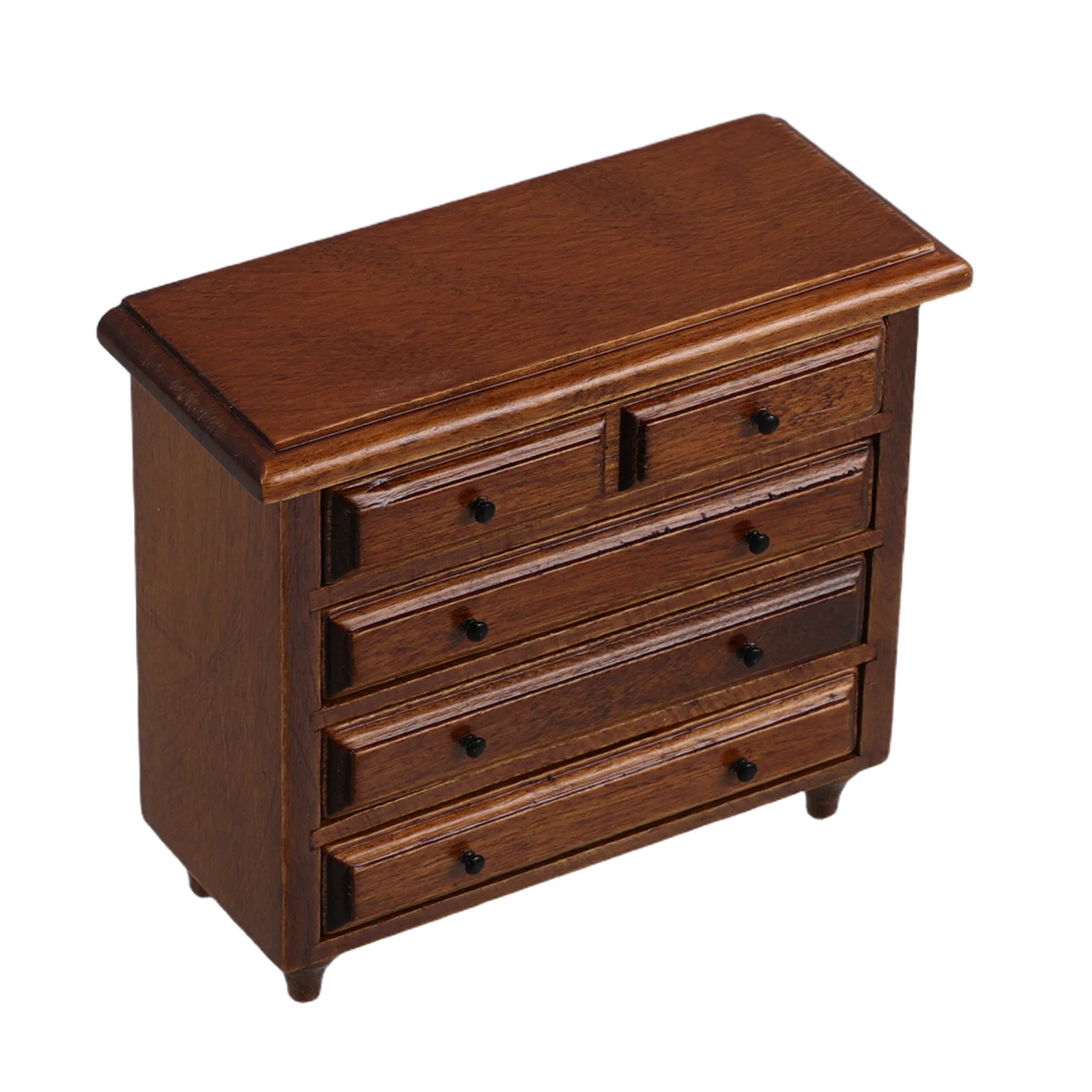 

1:12 Miniature Solid Wood Drawer Cabinet Vintage Style Dollhouse Furniture For Living Room Bedroom Decor Mini Cabinet Ornament