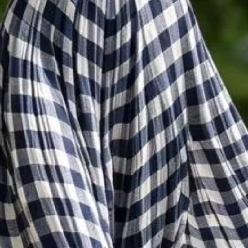 Plaid Print Maxi Skirt Elastic Waist Plaid Flowy Hem Lightweight Summer Skirt for Beach Travel Vacation Party