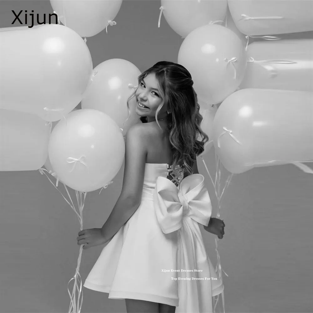 

Элегантные платья для девочек Xijun цвета слоновой кости с бантом на спине, свадебные и праздничные платья для девочек, корсетные платья А-силуэта на день рождения для детей, индивидуальный пошив