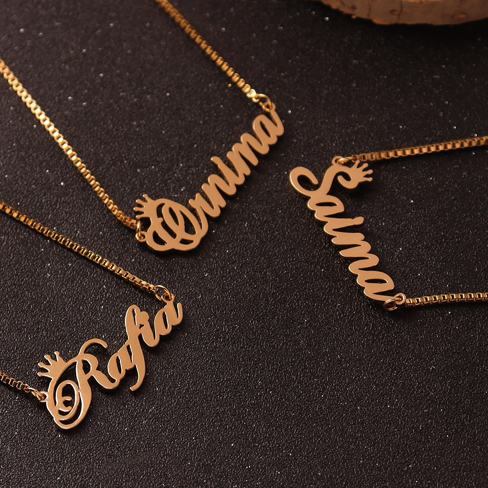 Personalisierte goldene Namenskette mit Box-Kette, individuelle Namenskette, handgefertigter Schmuck, personalisiertes Geburtstagsgeschenk für ihre Mutter