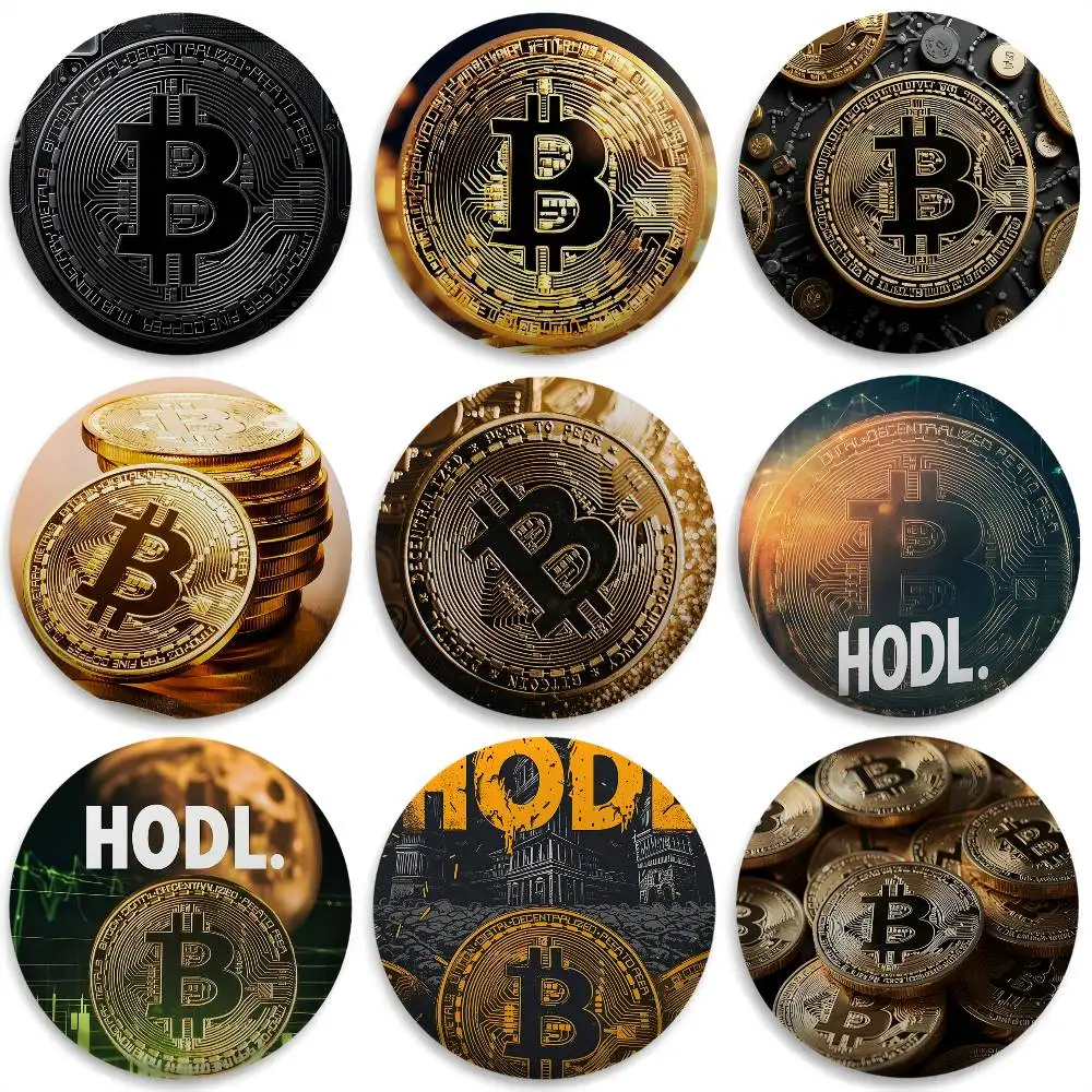 

Cool Bitcoin Fashion Luxury Badges Round Exquisite Badge Brooches Creative Pins For Clothes Hat Backpack Gift Accessories