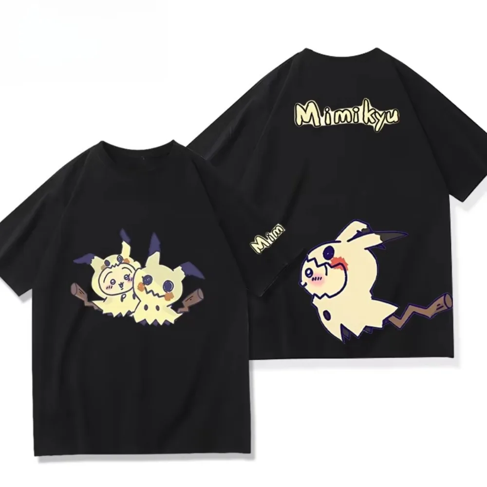 

Men's New Cute Pokémon Mimikyu Cartoon Hand-painted Japanese T-shirt for Men and Women Summer Loose Casual Short-sleeved Top