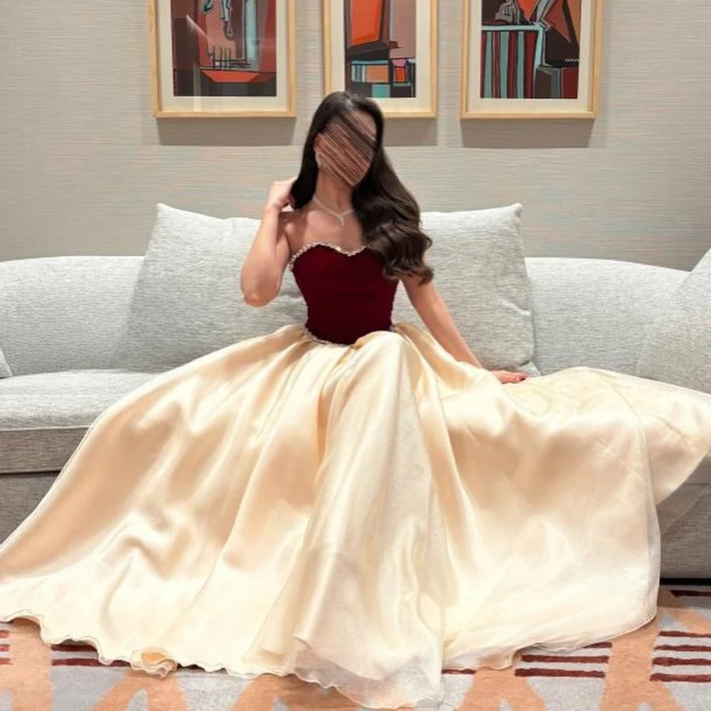 

Customized A-line Evening Dresses Floor-length Strapless Sleeveless Prom Gown Fashion Crystal Simple Draped Backless Party Gown