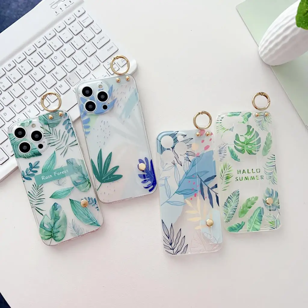 Dla Sony Xperia 1 10v 1v 5v 5III 10III 1III 5II 10II 1II Pro1 AceIII 5iV 8 5 XZ4 XZ3 Leaves Grass Case etui pasek na nadgarstek