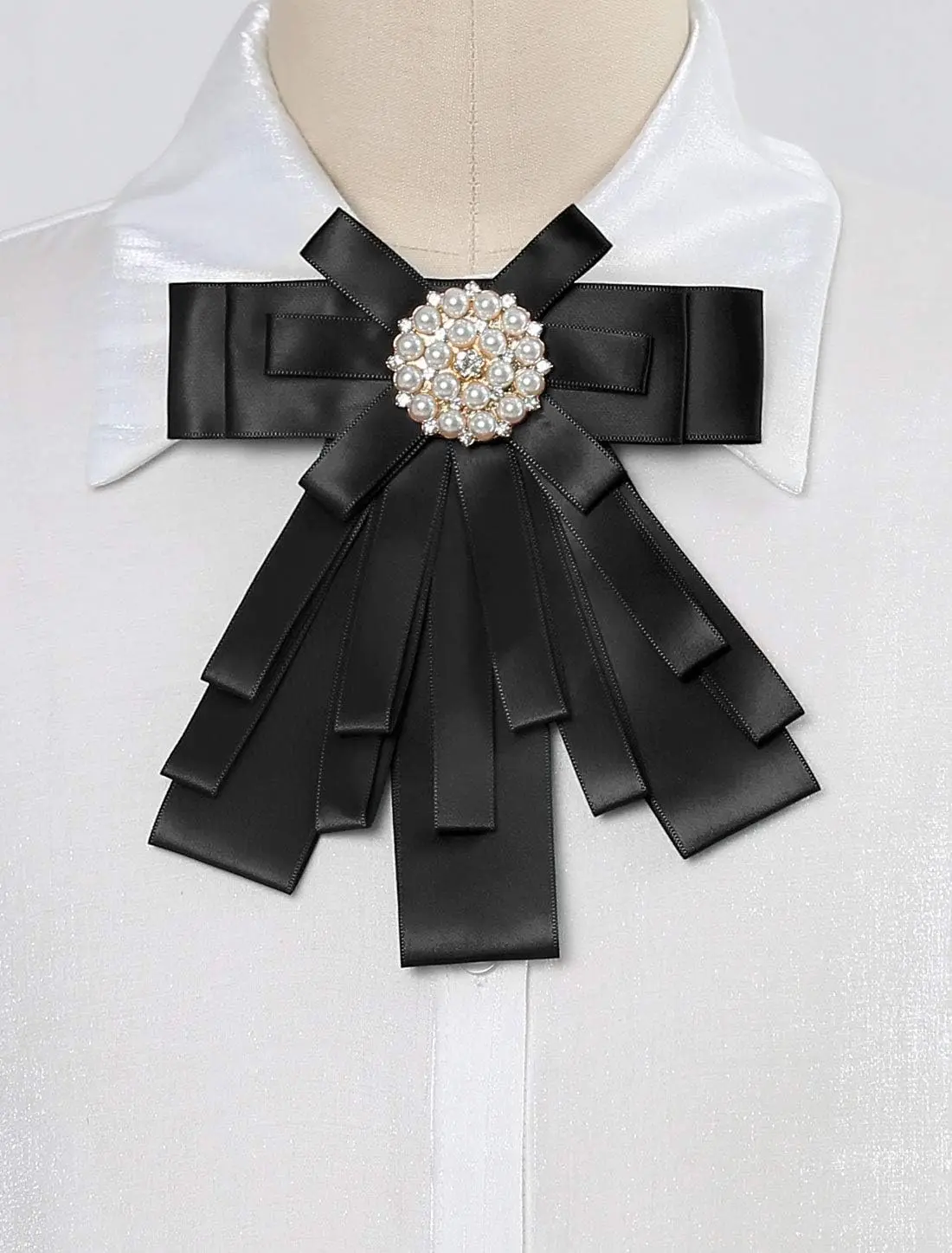 Corbata para hombre y mujer, lazo de diamantes de imitación y perlas, traje para banquete de negocios, broche para corbata, lazo para fiesta de boda, accesorios para fiesta de cóctel