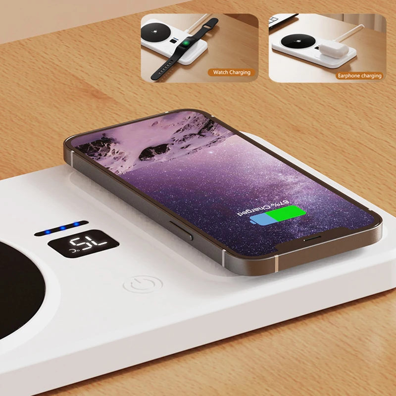 2 in 1 커피 머그 워머 무선 충전기 다기능 컵 히팅 패드 3단계 온도 조절 워머 코스터 밀크티 물