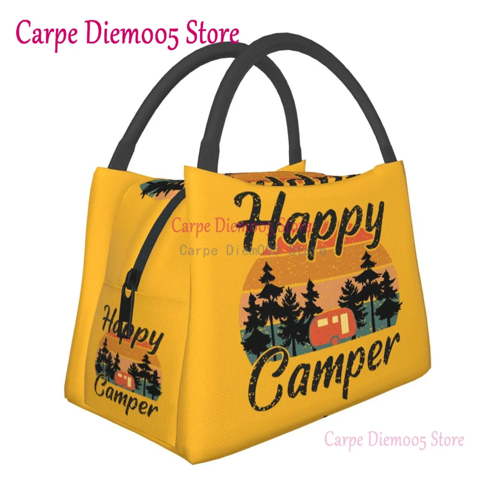 Happy Camper-Sac isotherme portable, boîte à lunch réutilisable, conteneur pour femmes et hommes, travail de bureau, voyage, plage, randonnée