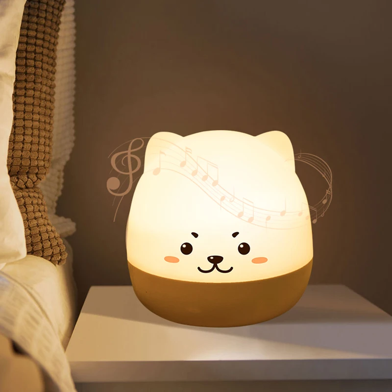 Cute Dog Cartoon NightLightBedroom Cartoon Sea World Projector Bluetooth Speaker Desk Lamp Bedside Decor for Kids Birthday Gift