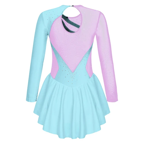 Imagen 2 del producto Vestido tutú de Ballet para niñas, leotardo de gimnasia, Ropa de baile, traje de patinaje artístico con diamantes de imitación de manga larga, vestidos de fiesta de bailarina