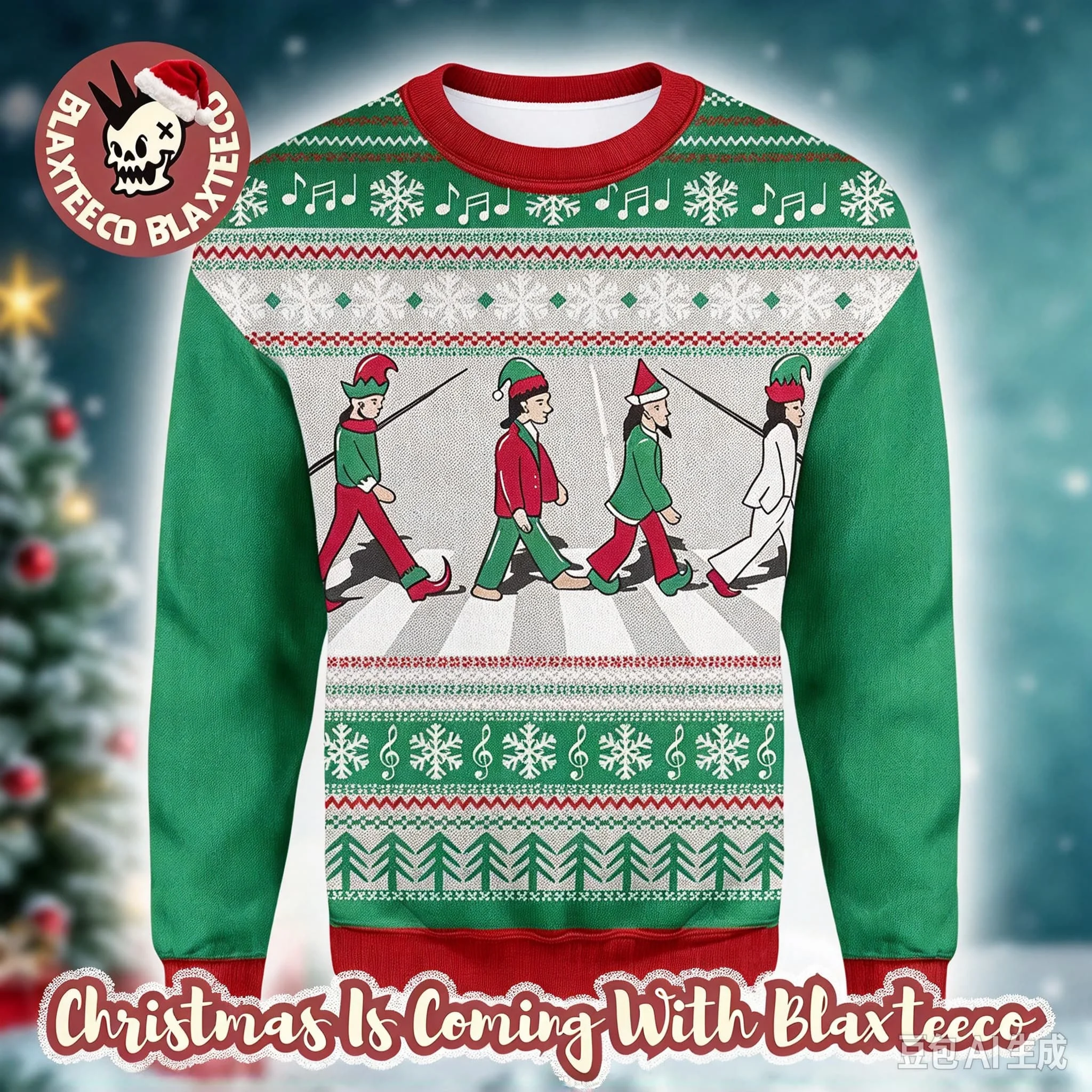 The Beatles Abbey Road Ugly Christmas Sweater Pullover Long Sleeve Top  New Year Holiday Streetwear Family Matching Colthing