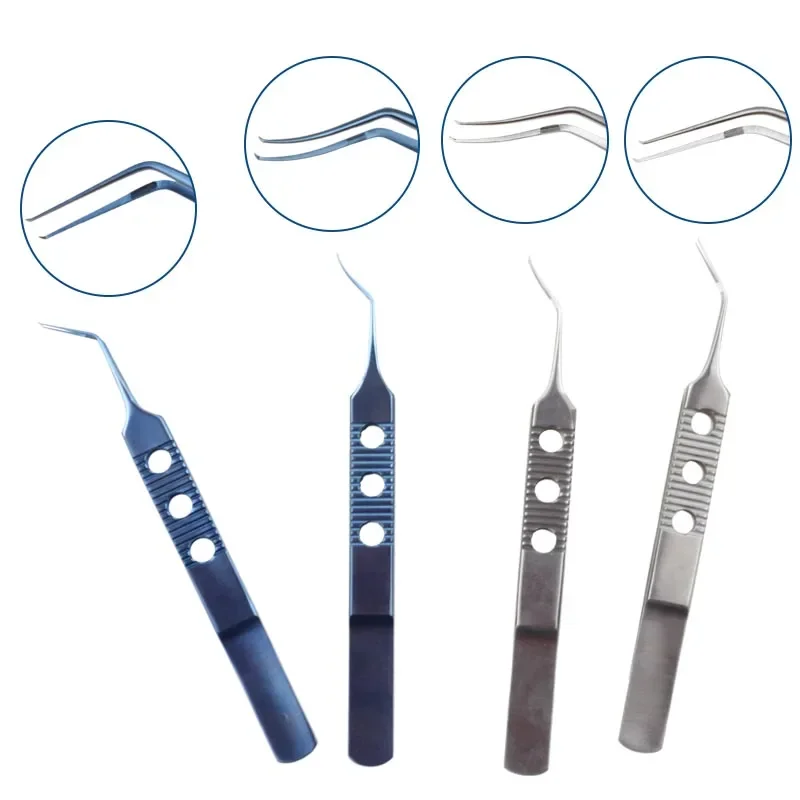 Capsulorhexis Tweezers Stainless Steel Titanium Alloy Autoclavable Ophthalmic Forceps Curved Angle Type Ophthalmic Instrument