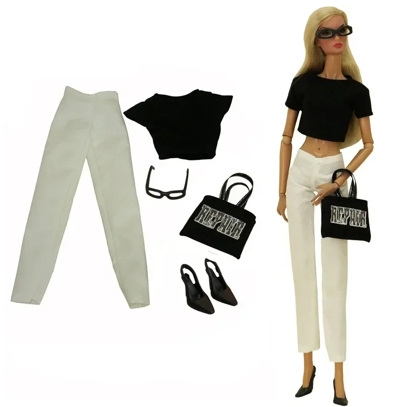 Mode Outfits Für Barbie Puppe Kleidung Set Für Barbie Hemd Hosen Schuhe Gläser Krone Geldbörse Hut Spielzeug 1/6 Puppen Zubehör