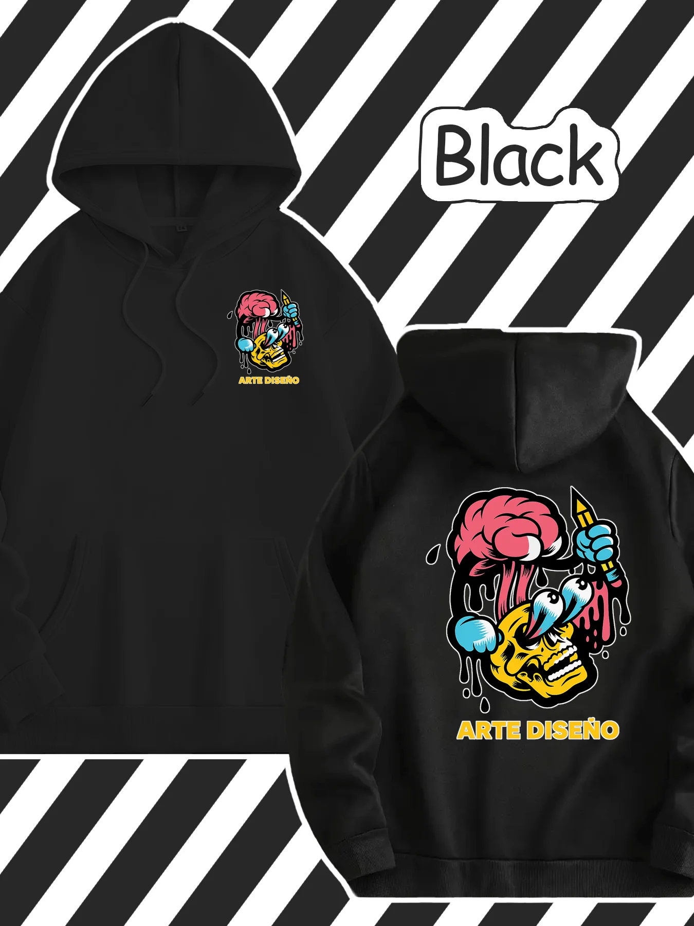 Men's and Women's Universal Street Graffiti Hoodie  Peach Blossom Hip-Hop Casual Autumn Hooded Pullover Shirt