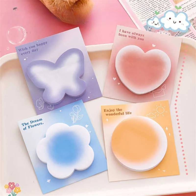 Creative Gradient Sticky Notes Cute Memo Pads Study Stationery Labels