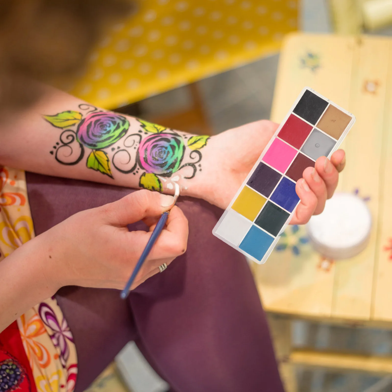 สีเพ้นท์ตัว 2 กล่อง สำหรับแต่งหน้าตัวตลก ผู้หญิง ผู้ใหญ่ สำหรับเพ้นท์หน้า สีสำหรับผิว คอสเพลย์