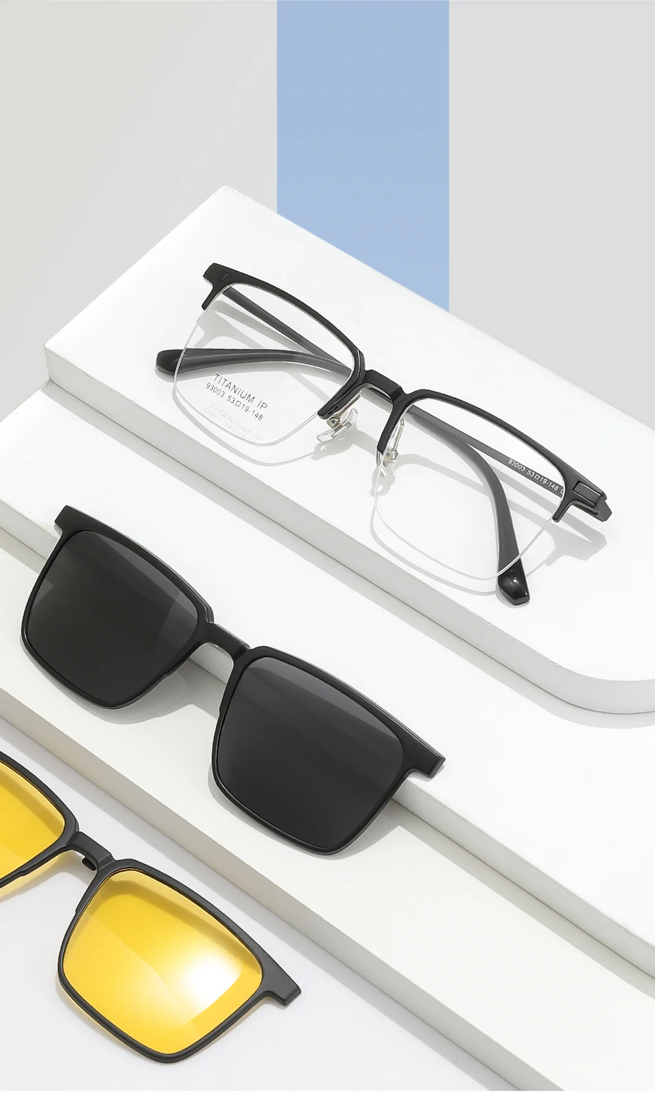 3-in-1-Brillengestell aus reinem Titan für Herren mit polarisiertem Clip auf Sonnenbrillen und Nachtsicht für Damen – Detail 4