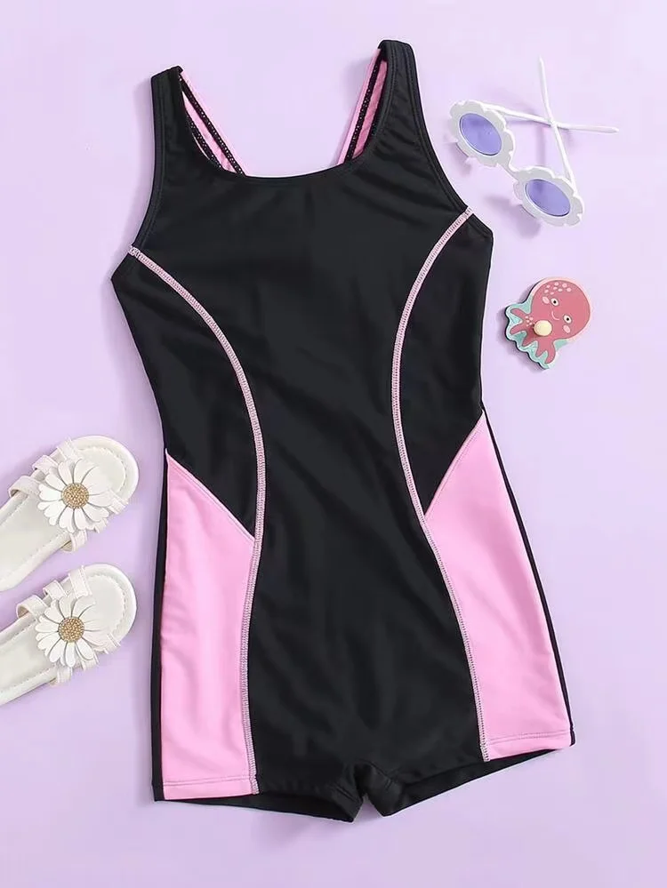 

Розовый слитный купальник для девочек для соревнований и тренировок, для детей среднего и старшего возраста, консервативный, для плавания и занятий в зале