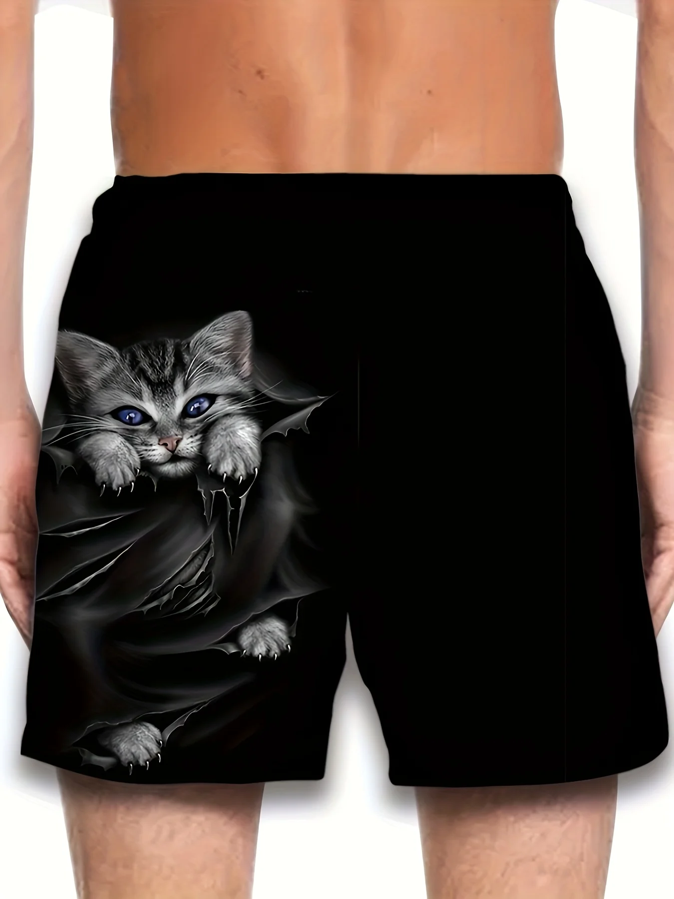 2026 Fashion Summer Fun Cute Cat Texture Pattern 3D Printing Men's and Women's Leisure Swimming Breathable Shorts Large