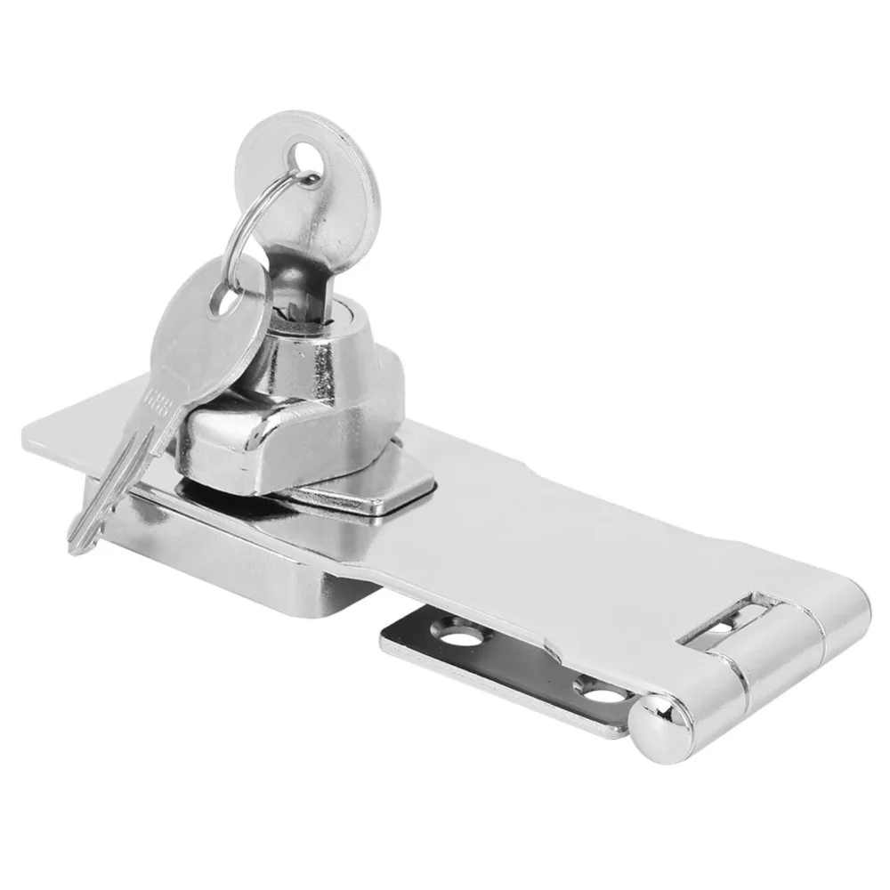 Firmly Silver Keyed Hasp Lock With Keys Stainless steel Safety Locking Hasp Drawer Hasp Lock Closet