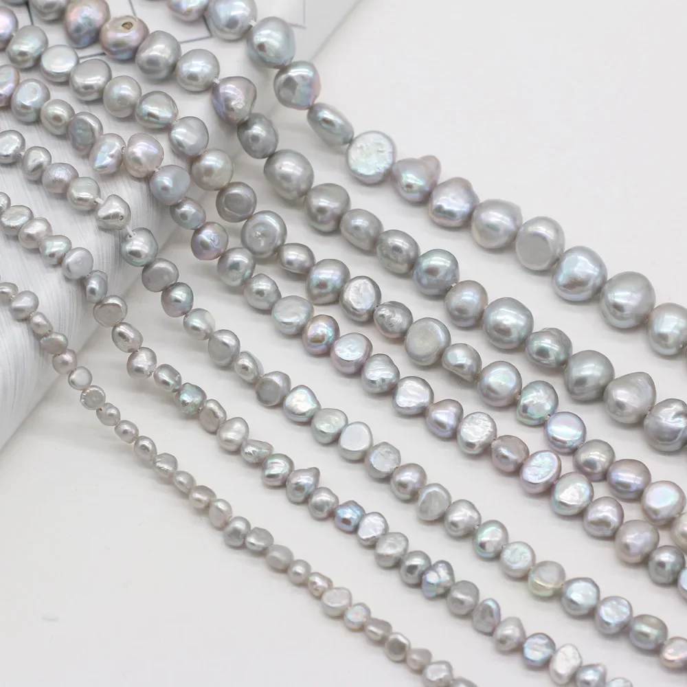 100% Natural Pearl Horizontal Hole Two-sided Light Gray Bead For Jewelry Making DIY Necklace Bracelet Accessories Charm Gift36CM