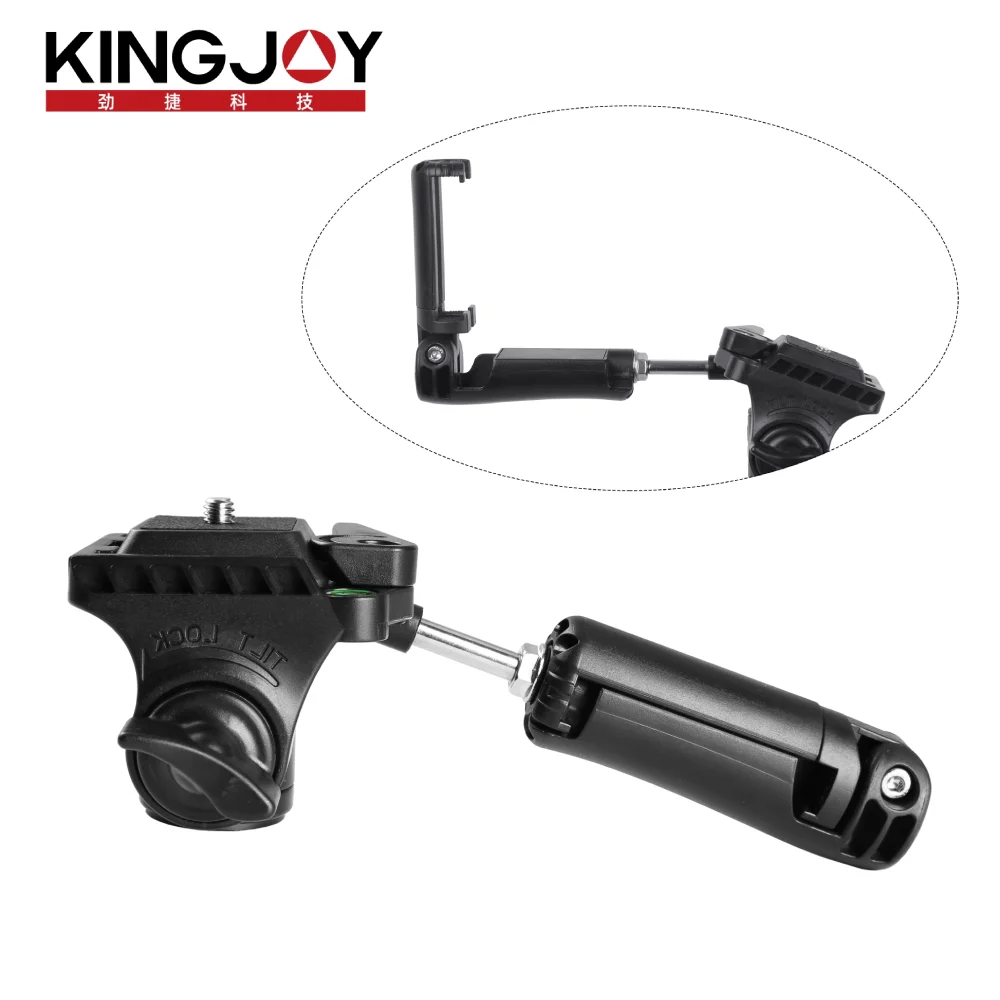 

Жидкая головка штатива для видеокамеры KINGJOY Mini Pan Tilt Head с быстроразъемной пластиной с винтом 1/4 дюйма и зажимом для телефона для цифровой зеркальной фотосъемки