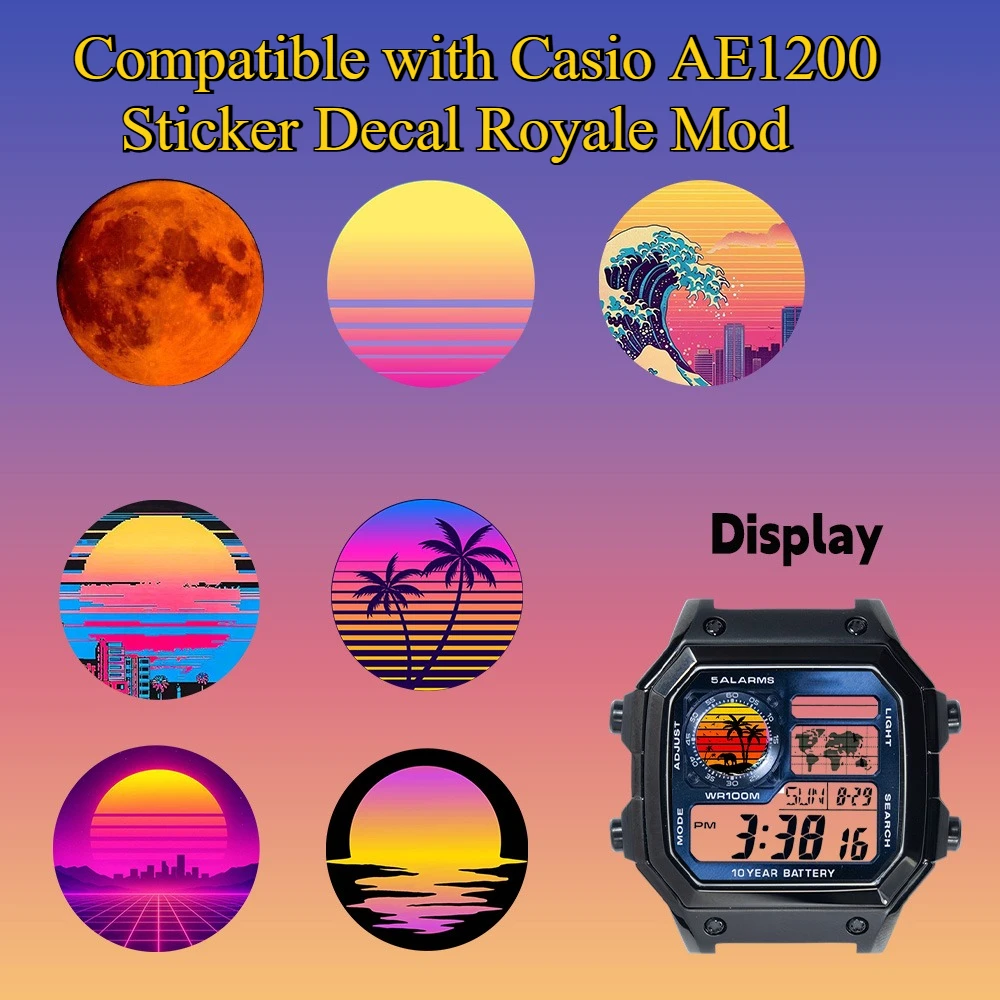 39 Style Various Styles Decal Compatible With Casio AE1200 Watch Screen Sticker High Definition Royale Mod Watch Accessories
