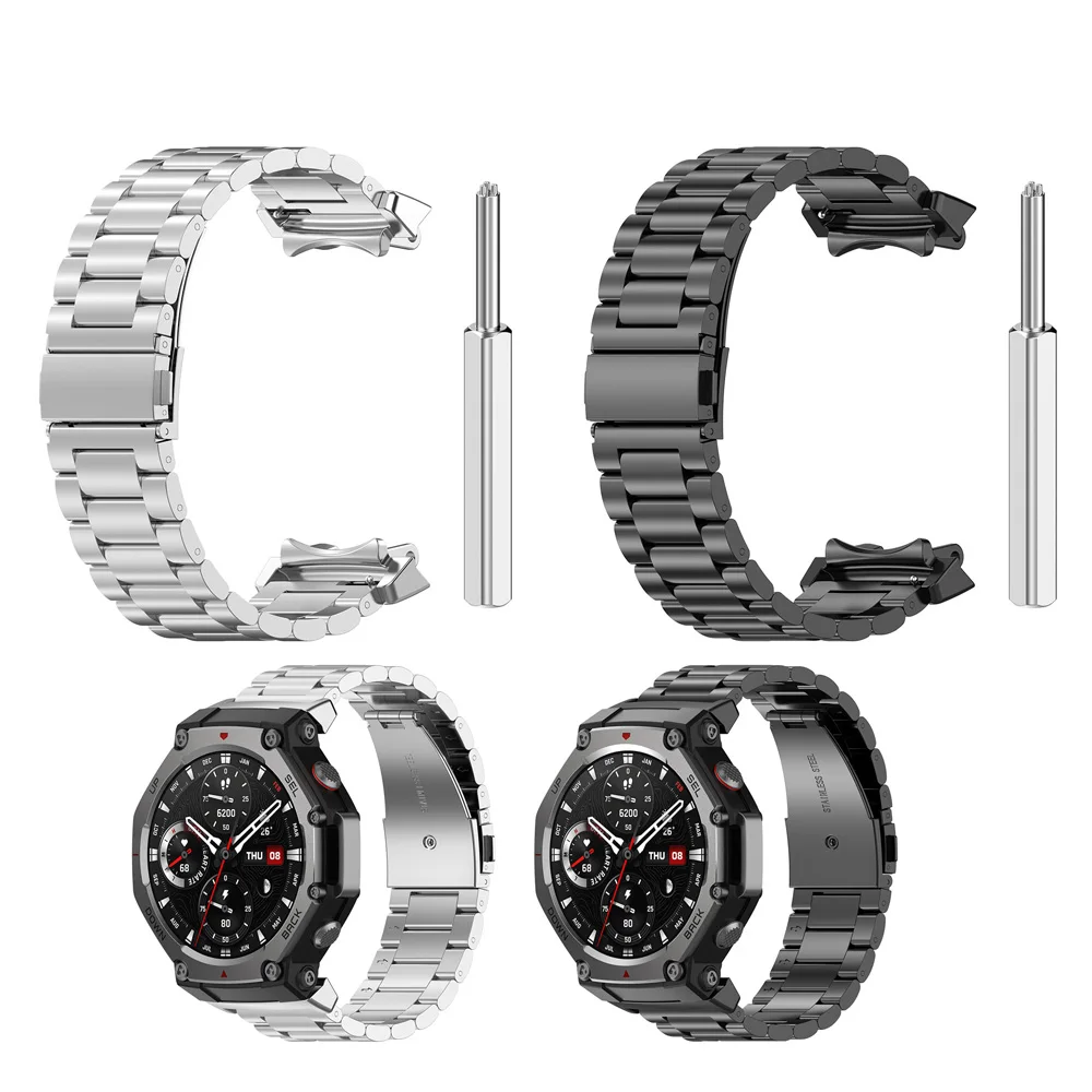 

1x миланский металлический ремешок на запястье для Huami Amazfit T-Rex 3, умные часы, петля из нержавеющей стали, спортивный сменный браслет, ремни