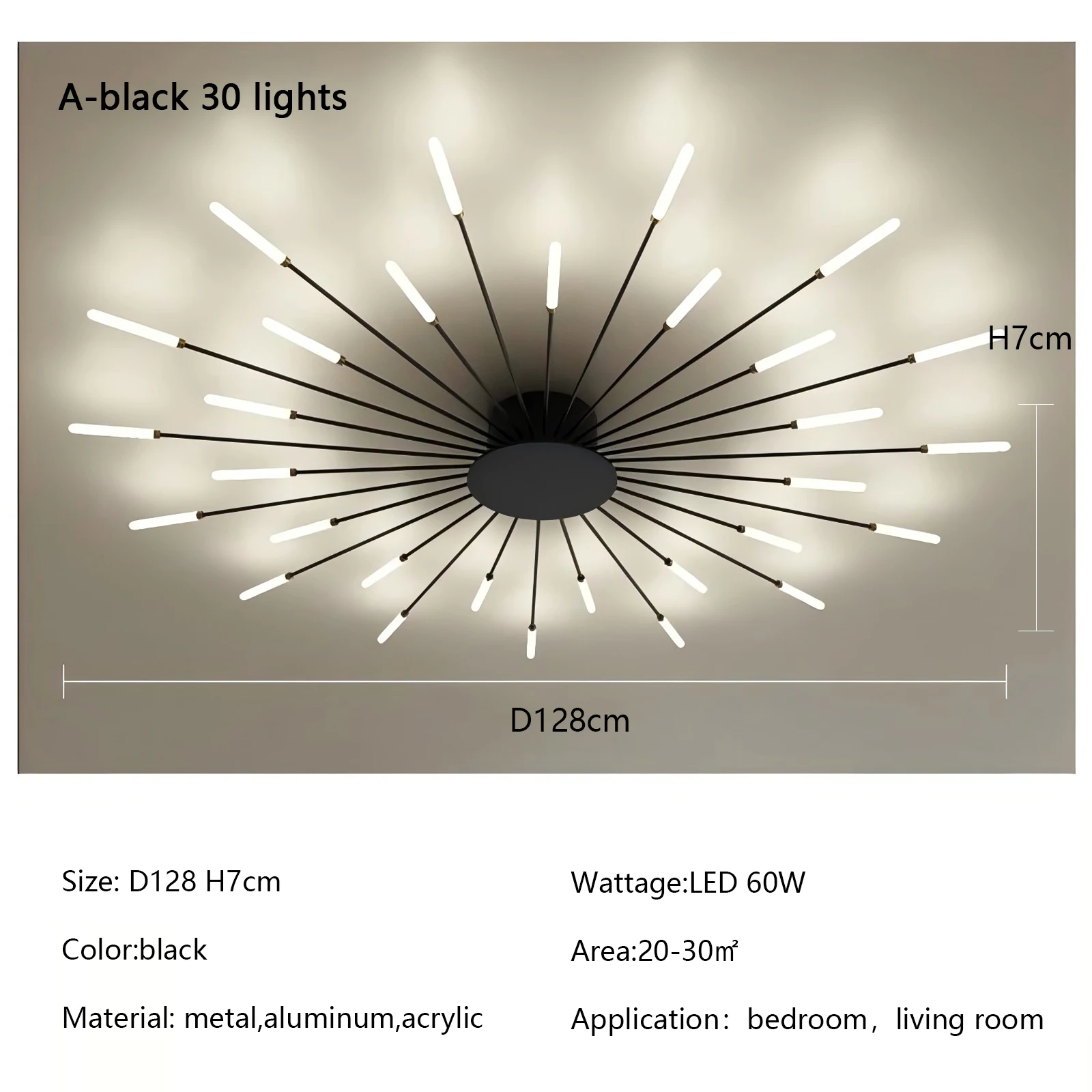 SaloEElaitte Kreativität Feuerwerk Led-deckenleuchten Moderne Einfache Wohnzimmer Kronleuchter Wohnkultur Beleuchtung Schlafzimmer Glanz Lmps Leuchte 6